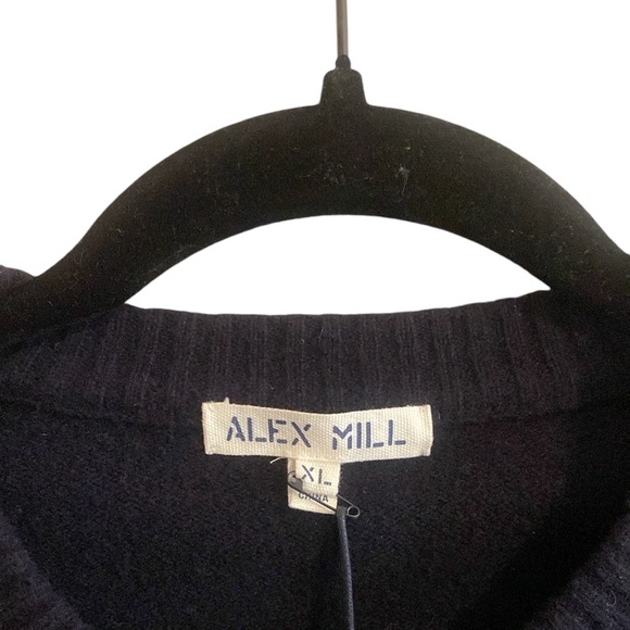 Alex Mill 100% Merino Wool Navy White Striped Button Up Marina Sweater Cardigan - Picture 5 of 11